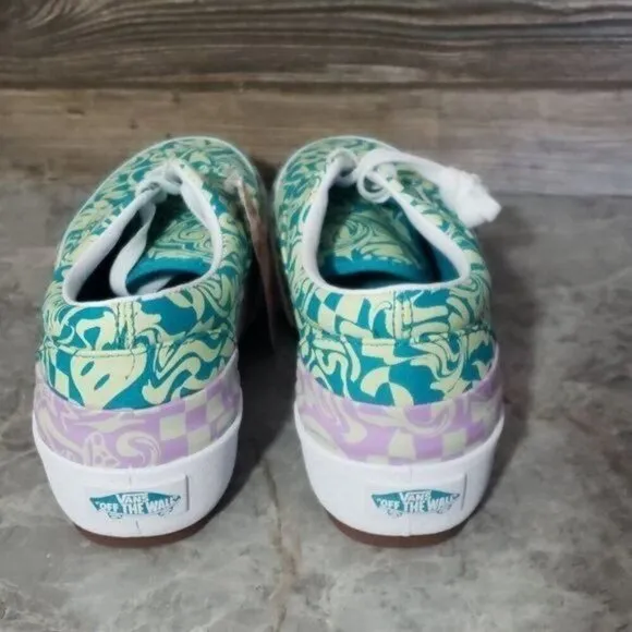 New Vans Era Stacked Wavy Daze Tile Blue Green Platform Shoes Festival