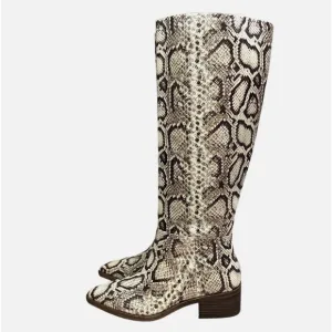 NEW Vince Camuto Beaanna Boots Tall Knee High Snake Embossed Leather Women Sz 7