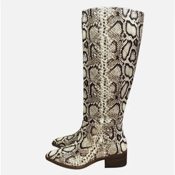 NEW Vince Camuto Beaanna Boots Tall Knee High Snake Embossed Leather Women Sz 7