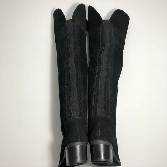 NEW Vince Camuto Bendra Suede Black Over the Knee Split Shaft Boot size 6