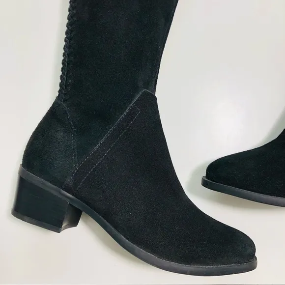 NEW Vince Camuto Bendra Suede Black Over the Knee Split Shaft Boot size 6
