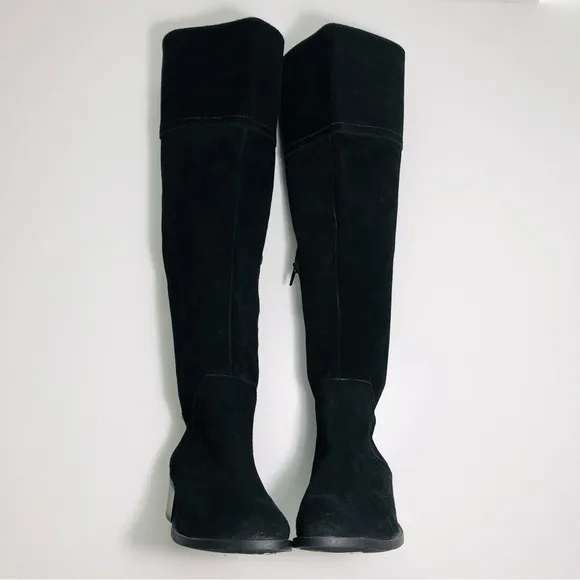 NEW Vince Camuto Bendra Suede Black Over the Knee Split Shaft Boot size 6