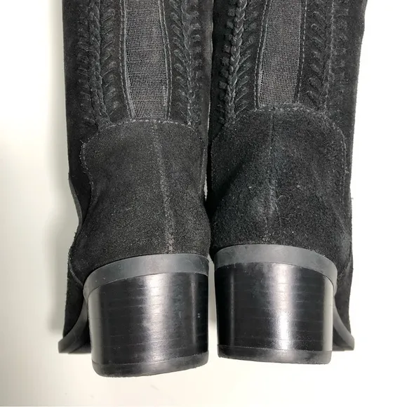 NEW Vince Camuto Bendra Suede Black Over the Knee Split Shaft Boot size 6
