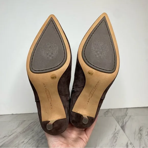 New! Vince Camuto Fimulie Brown Suede Stud Pointy Toe Tall Boot 7 1/2 M