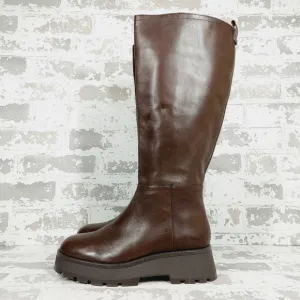 NEW Vince Camuto Nettrio 2 Brown Leather Chunky Fall Winter Boots T169
