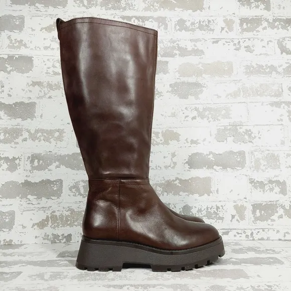 NEW Vince Camuto Nettrio 2 Brown Leather Chunky Fall Winter Boots T169
