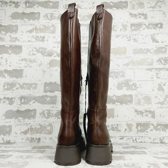 NEW Vince Camuto Nettrio 2 Brown Leather Chunky Fall Winter Boots T169