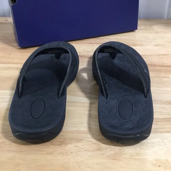 New WB Mens Rockport Black Hayes Thong Sandals