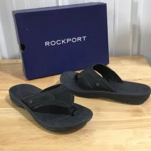 New WB Mens Rockport Black Hayes Thong Sandals