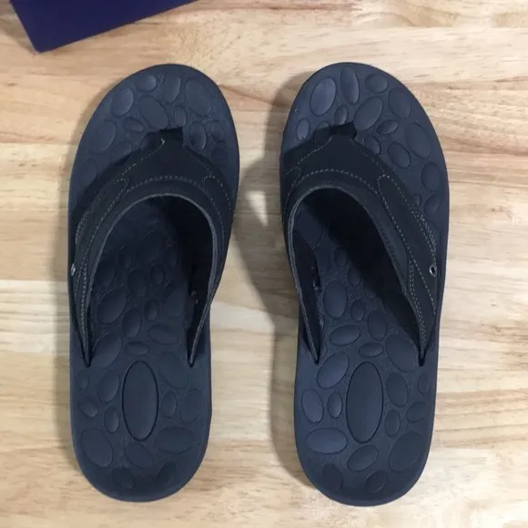 New WB Mens Rockport Black Hayes Thong Sandals