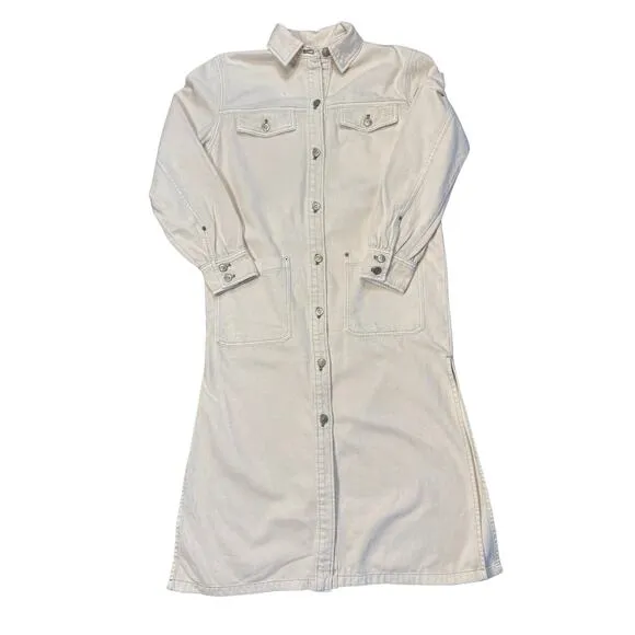 NEW We The Free Anna Lou Denim Duster Jacket - White, XS