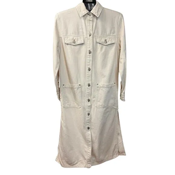 NEW We The Free Anna Lou Denim Duster Jacket - White, XS