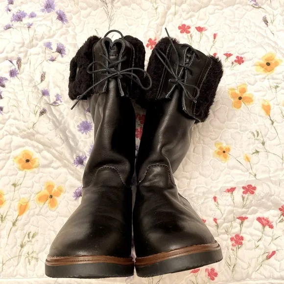 New with Box Draper Boots Black Leather Sherpa Lined Made in England Mens SZ 7