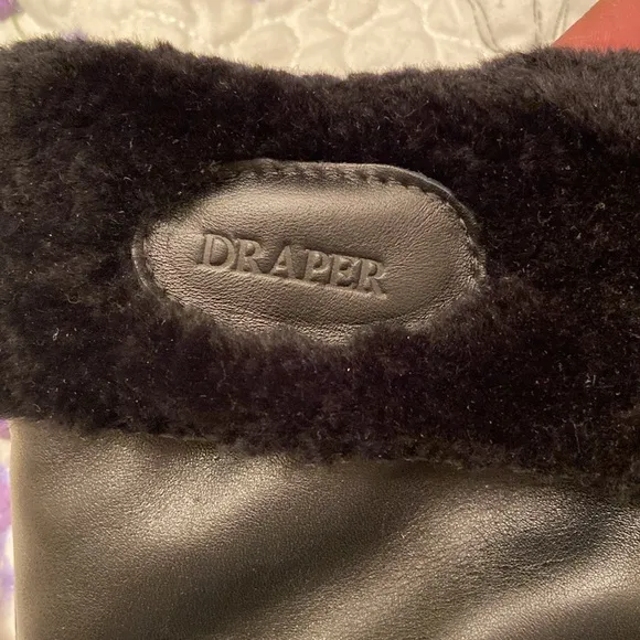 New with Box Draper Boots Black Leather Sherpa Lined Made in England Mens SZ 7