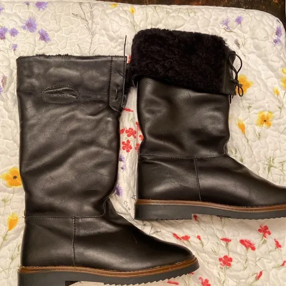 New with Box Draper Boots Black Leather Sherpa Lined Made in England Mens SZ 7