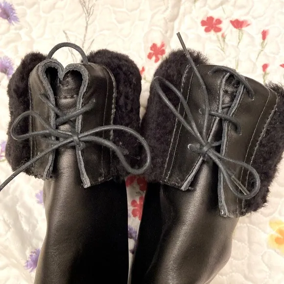 New with Box Draper Boots Black Leather Sherpa Lined Made in England Mens SZ 7