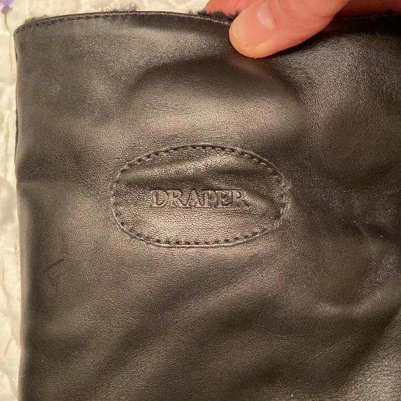 New with Box Draper Boots Black Leather Sherpa Lined Made in England Mens SZ 7