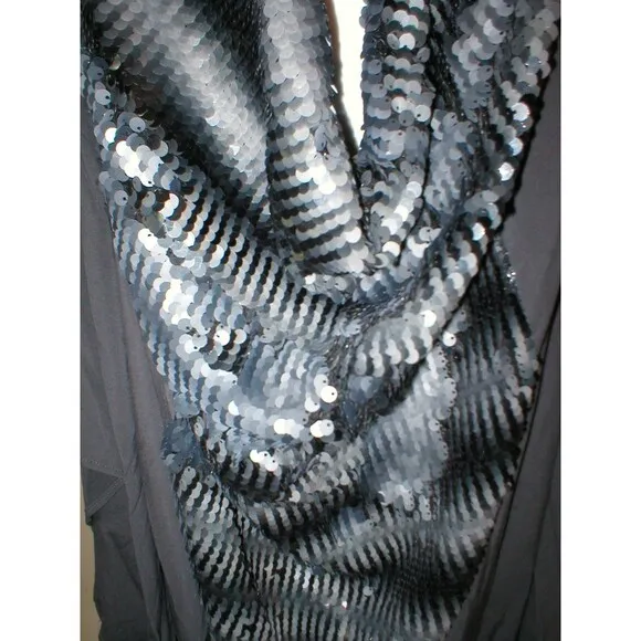 New Womens NWT Designer PF Paola Frani Top Dress 6 Sequins Dark Gray Italy 42