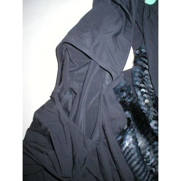 New Womens NWT Designer PF Paola Frani Top Dress 6 Sequins Dark Gray Italy 42