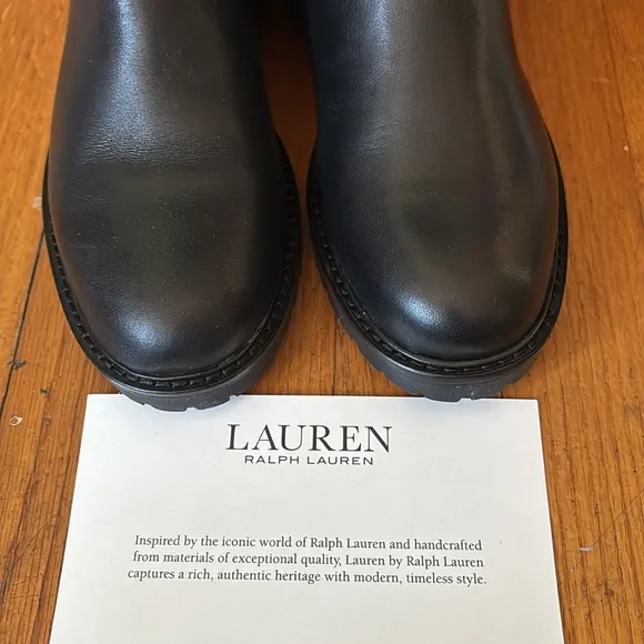 New women’s Sz 7.5B black color block round toes business casual tall boots