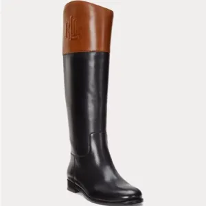 New women’s Sz 7.5B black color block round toes business casual tall boots