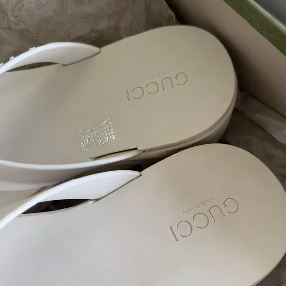 NEW WOMEN'S THONG PLATFORM SANDALS SHOES SZ 41 White