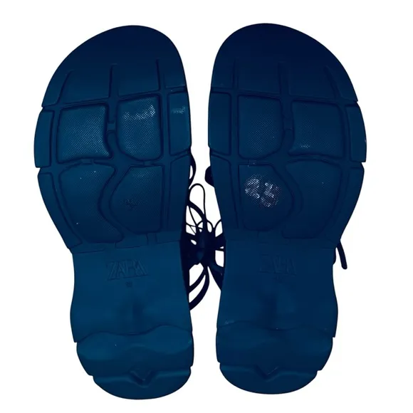 NEW ZARA Women’s Shoes Blue Strappy Synthetic Platform Sandals Size 7.5 EU 38