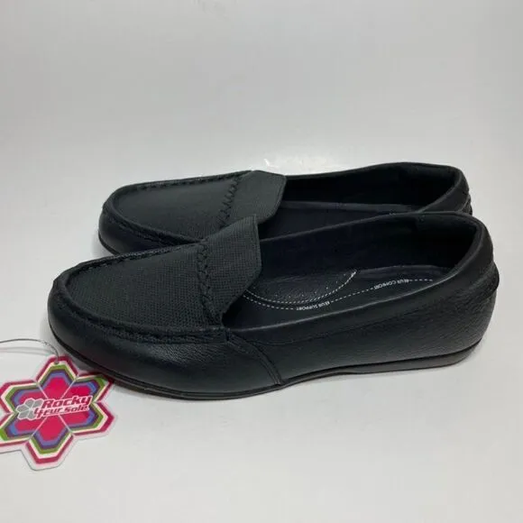 New Rocky Women’s Black Leather Loafers 8