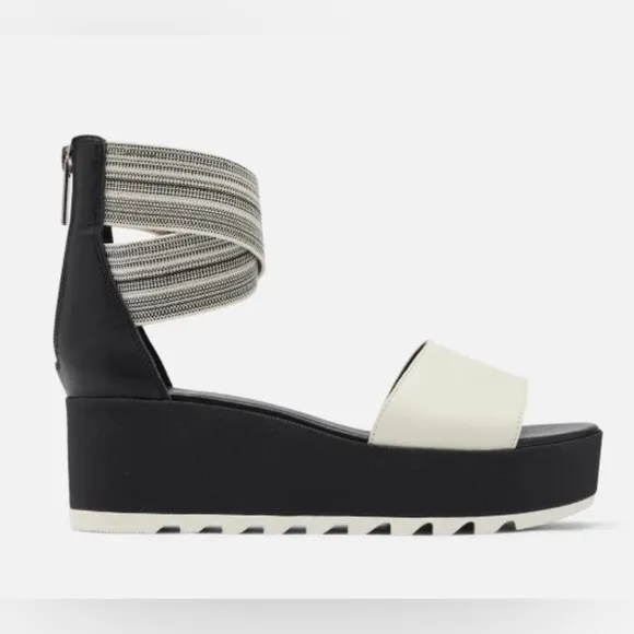 NEW🌟SOREL Women’s Cameron Ankle Strap Platform Black Gore Wedge Sandals size 7