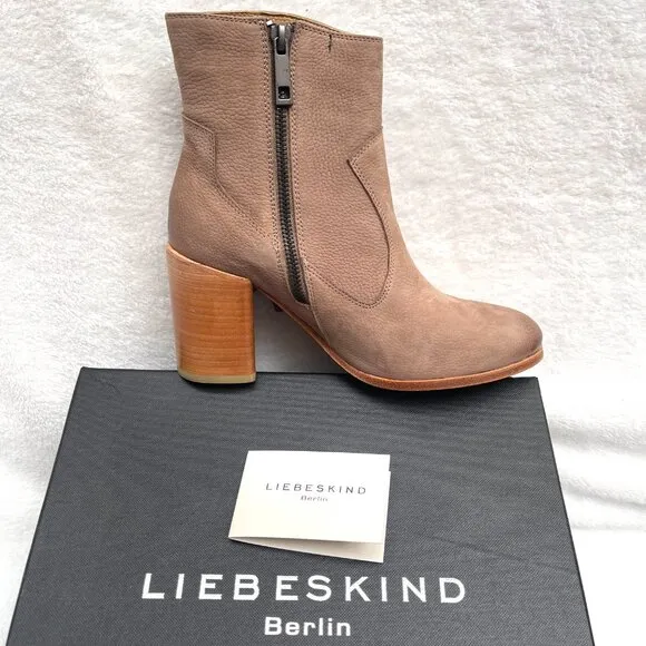 NIB Anthropologie Liebeskind Berlin Suede Fringe Nubuck Chunky Heel Ankle Boots