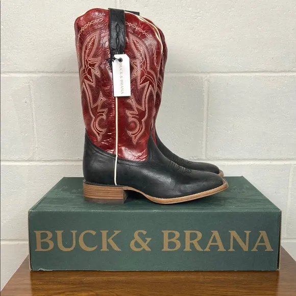 NIB Buck &amp; Brana Women’s Fedra Authentic Leather Cowgirl Boots‎ Size 8.5 Black