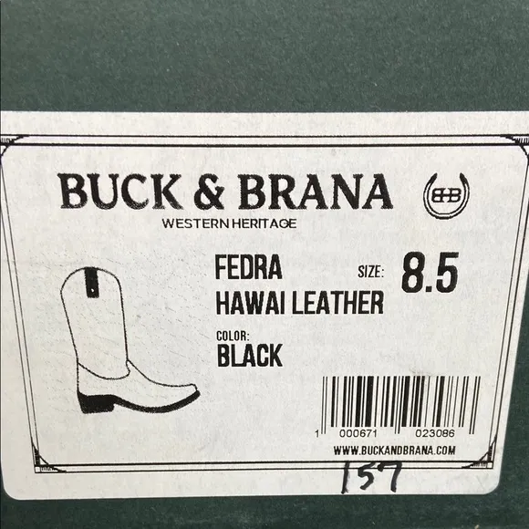 NIB Buck &amp; Brana Women’s Fedra Authentic Leather Cowgirl Boots‎ Size 8.5 Black