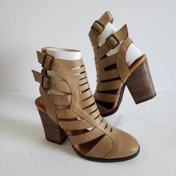 NIB Free People Hayes Heel Leather Cutout Boots
