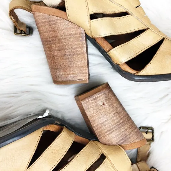 NIB Free People Hayes Heel Leather Cutout Boots