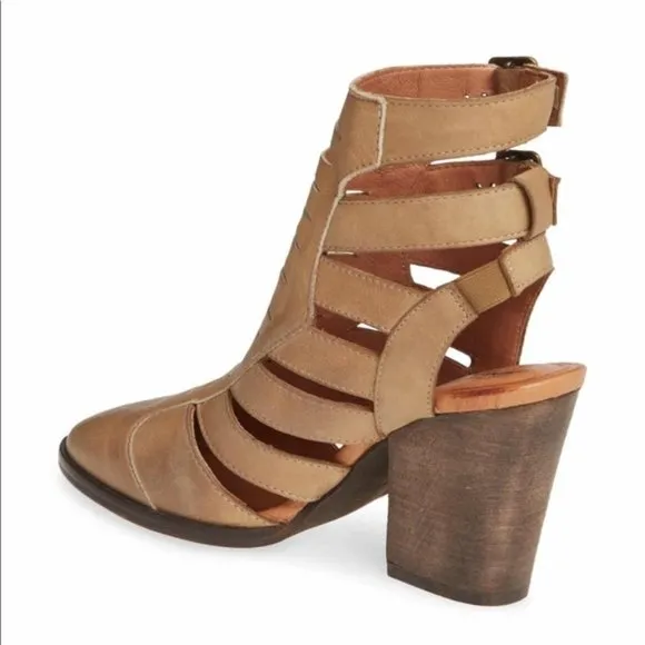NIB Free People Hayes Heel Leather Cutout Boots