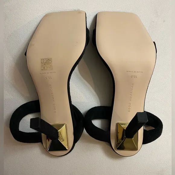 NIB Good American Terry Ankle Wrap Sandals Black Size 10.5