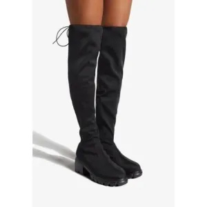 NIB Tall Black Block Heel Knee High Boots