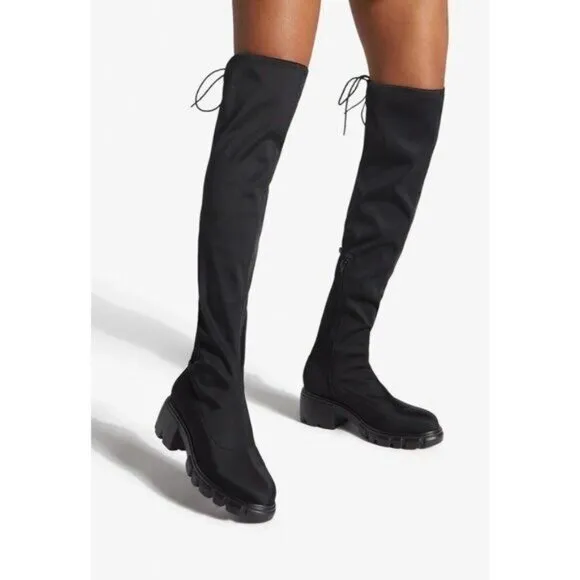 NIB Tall Black Block Heel Knee High Boots