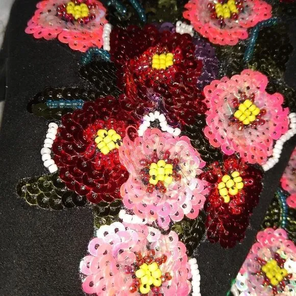 NIB 7.5 embellished black boots with sequins