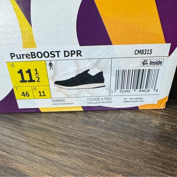 NIB/NWT Adidas PureBOOST DPR Running Shoes Core Black size 11.5
