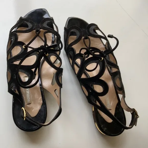 Nicholas Kirkwood Casati sandals Black Gold Size 37