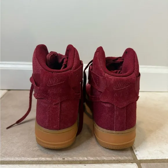 Nike AF1 Maroon High-Top Suede Sneakers
