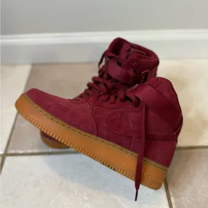 Nike AF1 Maroon High-Top Suede Sneakers