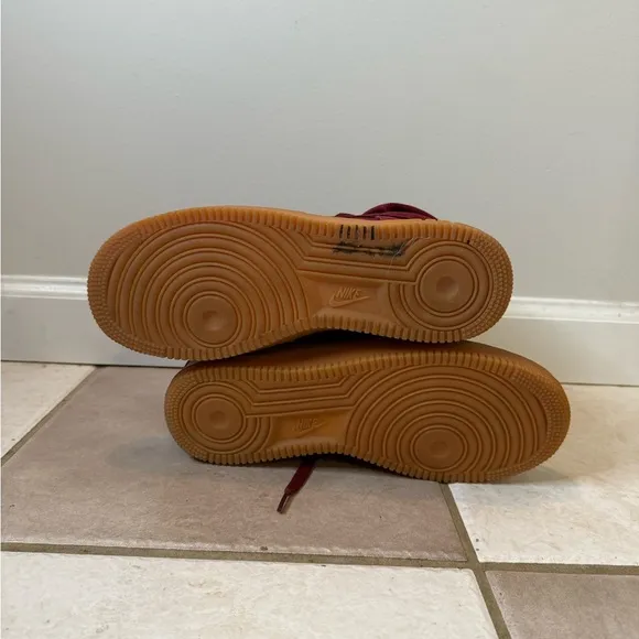 Nike AF1 Maroon High-Top Suede Sneakers