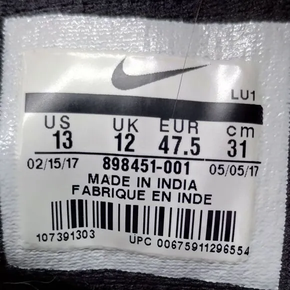 Nike Air Behold NBK Basketball‎ Sneakers Mens Size 13 Black Grey Athletic Shoes
