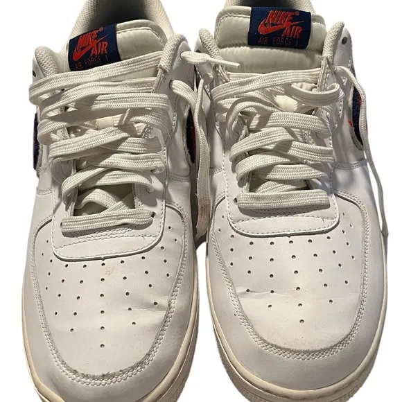 Nike Air Force 1 '07 LV8 Chenille Swoosh Red White Men Shoes 823511-106 Size 11