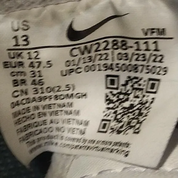 Nike Air Force 1 '07 Mens Size 13 White Athletic Shoes Sneakers CW2288-111