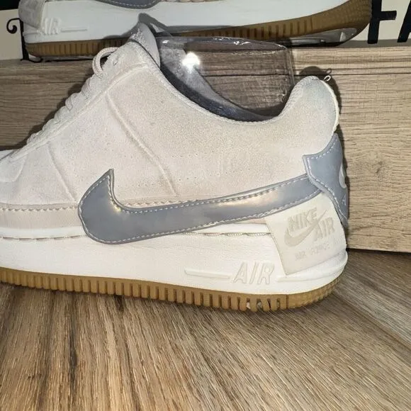 Nike Air‎ Force 1 Jester XX Beige Suede Silver Swoosh Women's 7.5 Sneakers Shoes