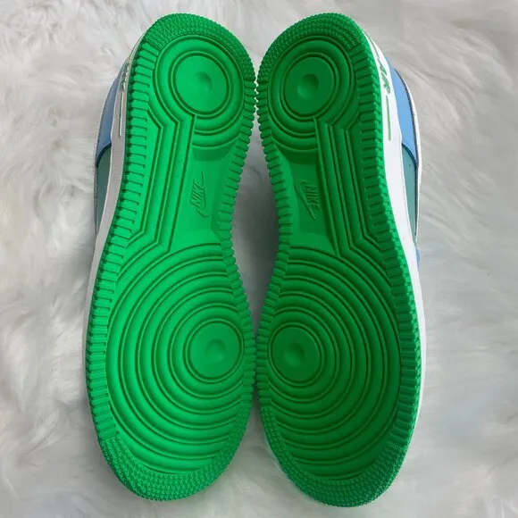 Nike Air Force 1 Low Blue Green Mens Leather Casual Shoes FZ4032-407 VNDS Sz 11