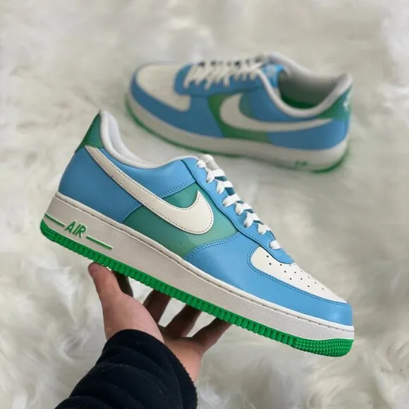 Nike Air Force 1 Low Blue Green Mens Leather Casual Shoes FZ4032-407 VNDS Sz 11